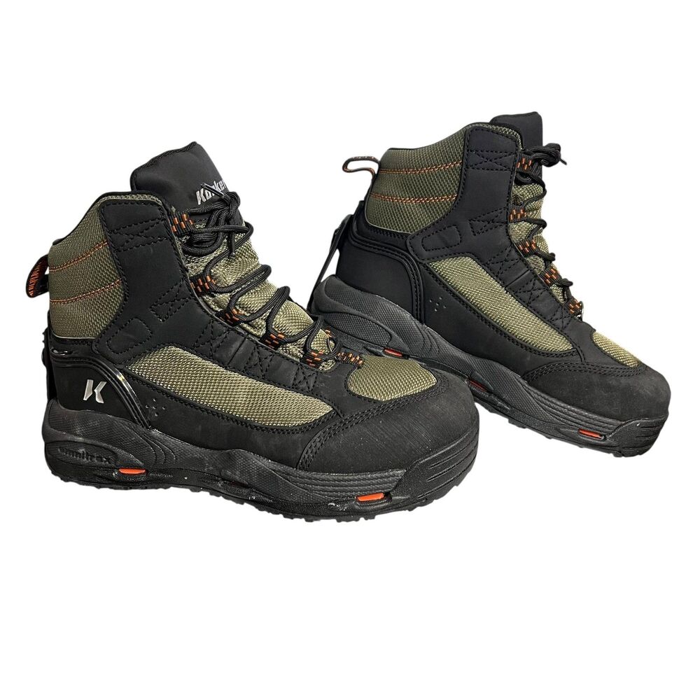 Korkers GreenBack Wading Boots Mens Size 8 Green Black OmniTrax Fishing Shoes